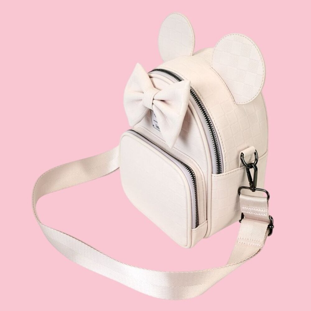 NWT Disney Loungefly Minnie Mouse Checkered Texture Mini Backpack - Picture 4 of 5